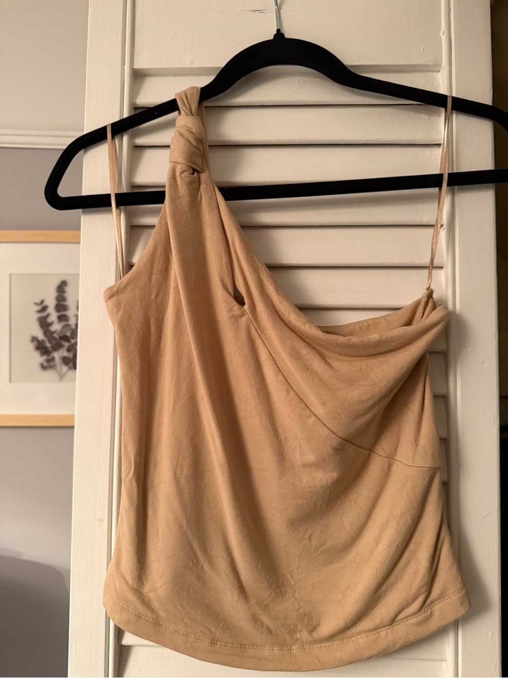 Dynamite Beige One-Shoulder Knot Camisole